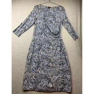 Talbots Sheath Dress Womens M Knee Length 3/4 Sleeve Stretch Office Work